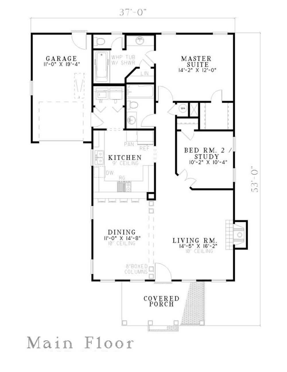 Floor Plan First Story of Small House Plans #153-1437